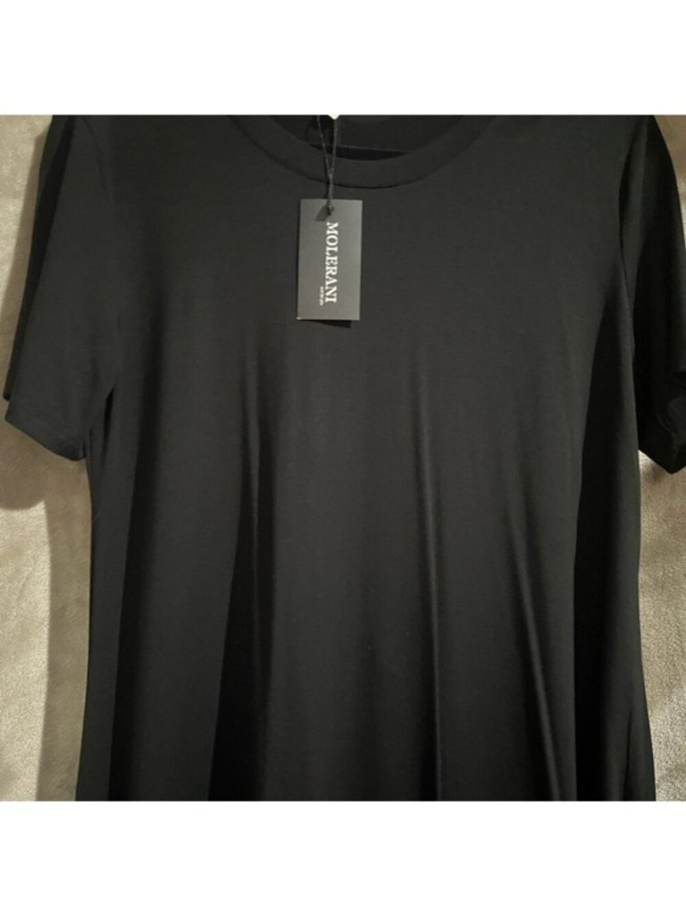 Molerani Womens Black Short-Sleeve Casual Semi Formal Loose T-Shirt Dress Large - Picture 7 of 11